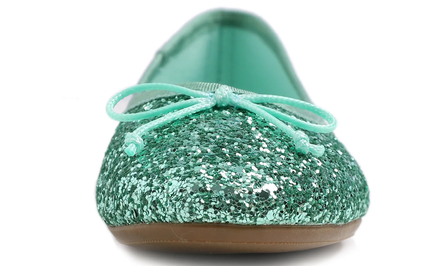 Feversole Women's Sparkle Memory Foam Cushioned Colorful Shiny Ballet Flats Glitter Jade Green