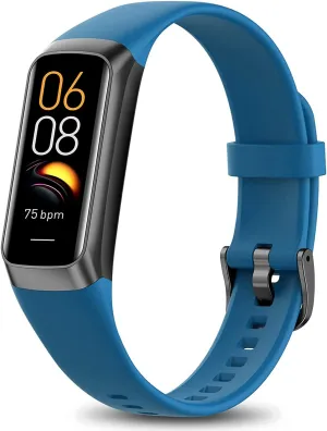 Fitness Tracker, Activity Trackers Smartwatches with Pedometer/Heart Rate Monitor/Sleep Monitor, AMOLED HD Color Display, IP68 Waterproof Blood Pressure Watch for Women Men Kids (Blue)