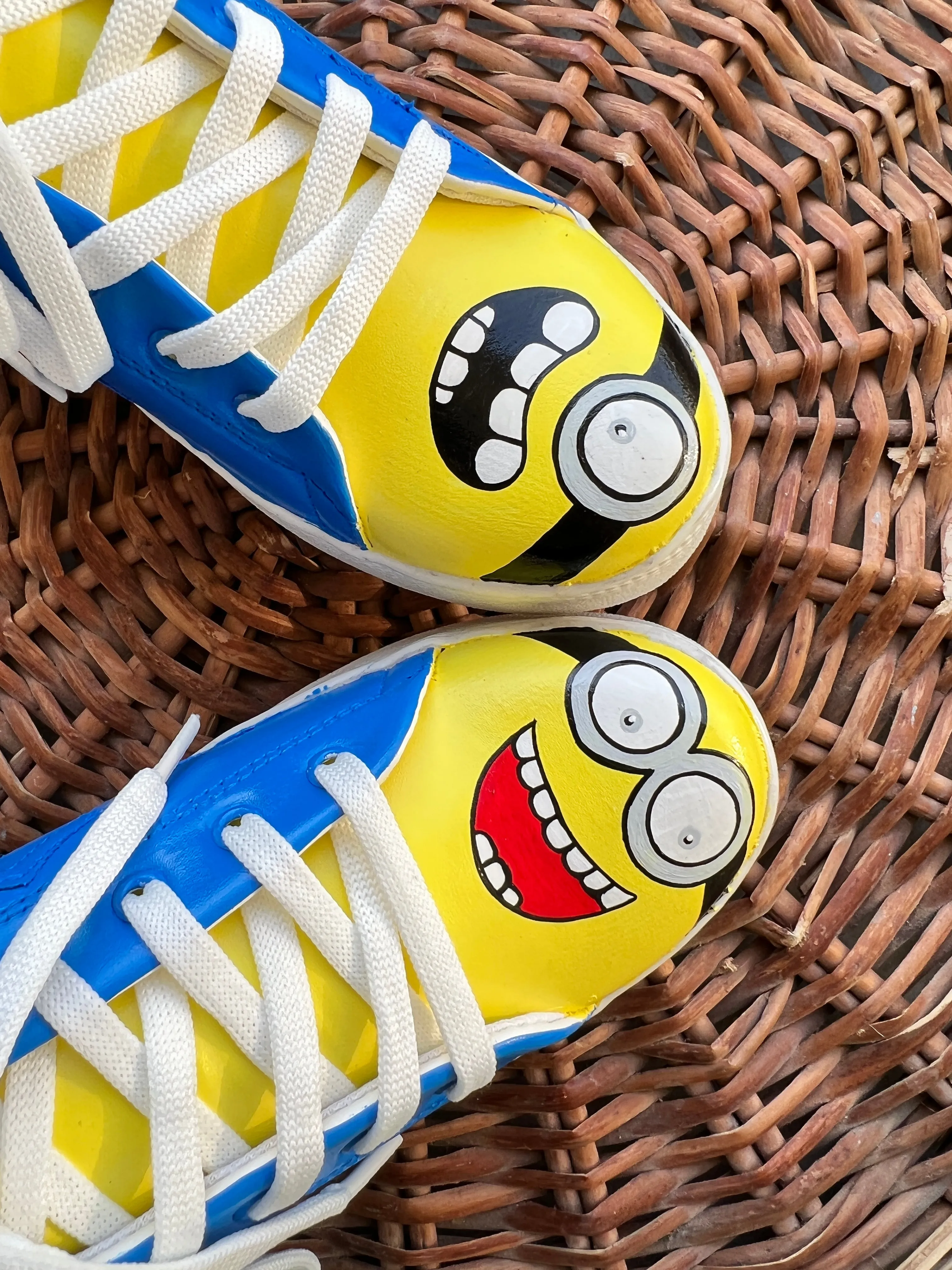 Funky N Trendy hand painted water resistant yellow shoes