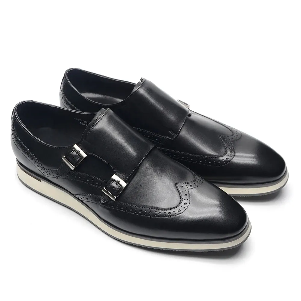 Genuine Leather Monk Strap Shoes