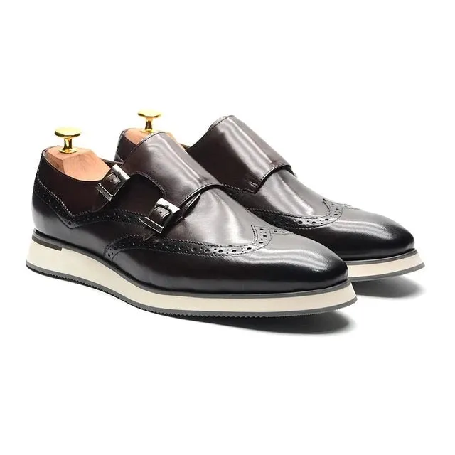 Genuine Leather Monk Strap Shoes