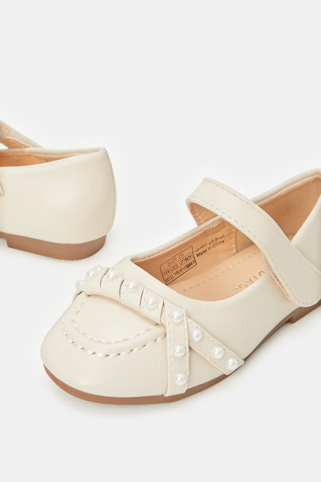 Girls Cream Pearl Ballerina