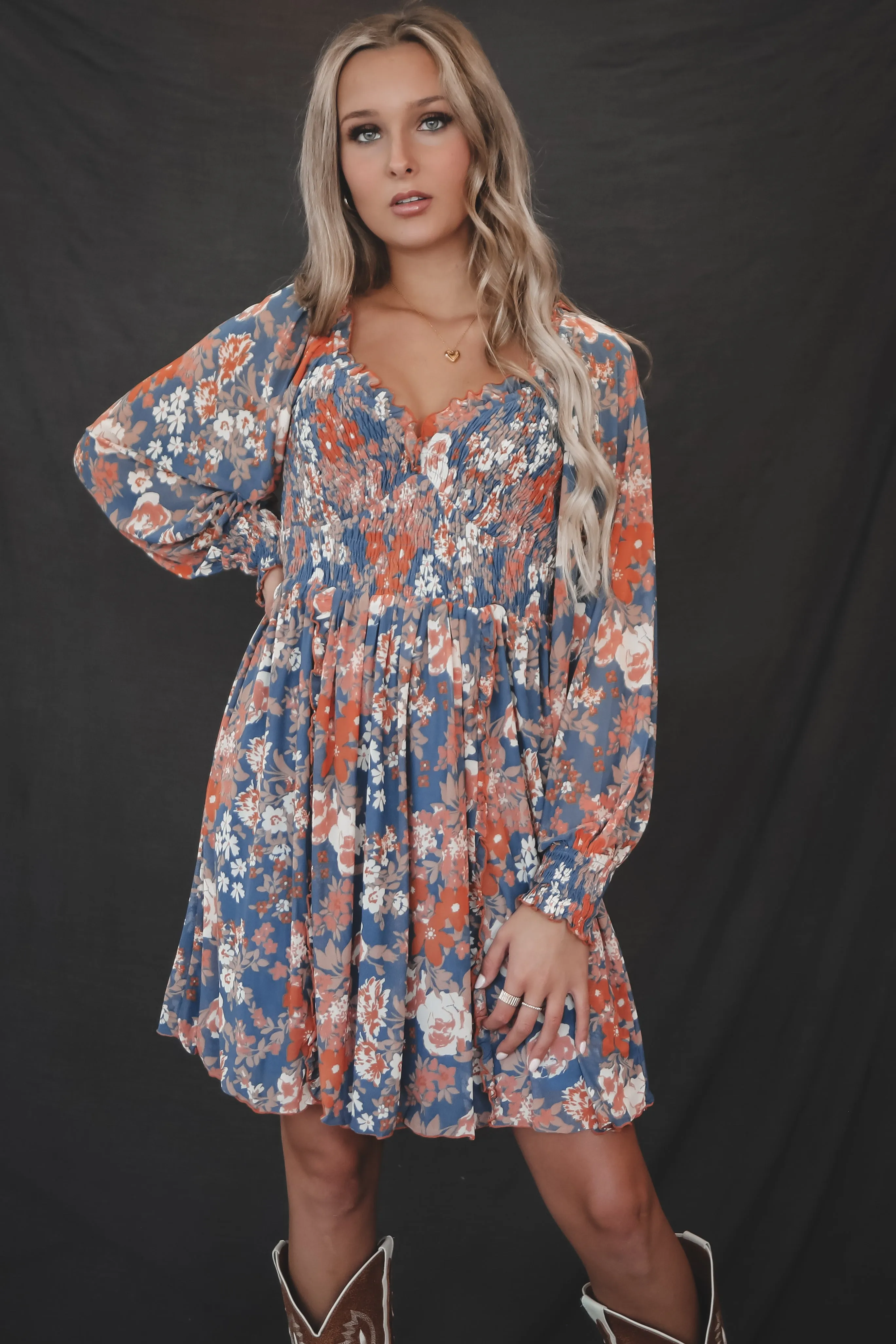 Going Back For More Floral Lined Long Sleeve Dress