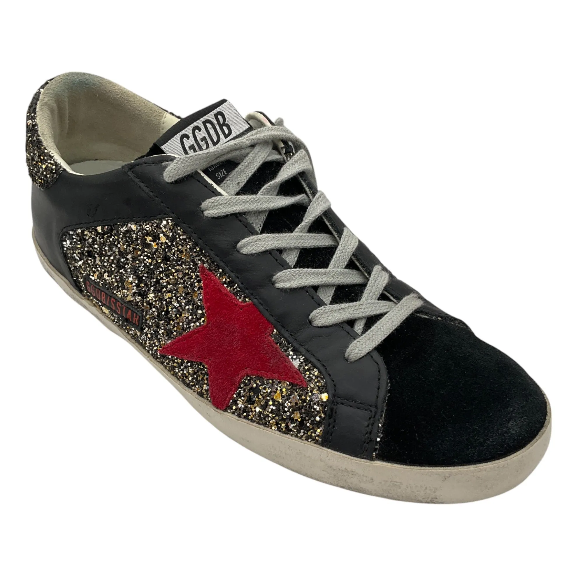 Golden Goose Deluxe Brand Black / Red Glitter Superstar Sneakers