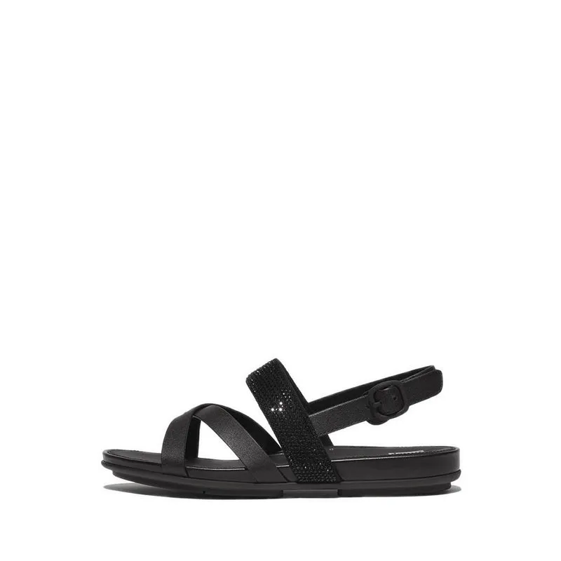 Gracie Wo Crystal Leather Strappy Back-Strap Sandals