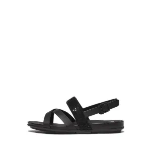 Gracie Wo Crystal Leather Strappy Back-Strap Sandals