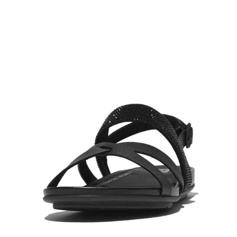 Gracie Wo Crystal Leather Strappy Back-Strap Sandals