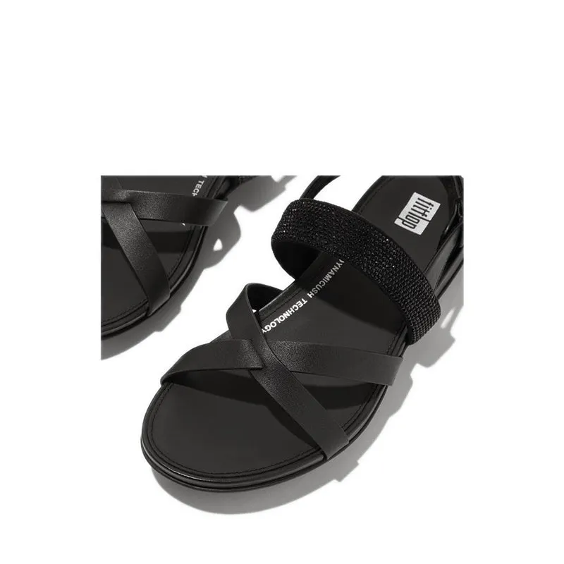 Gracie Wo Crystal Leather Strappy Back-Strap Sandals