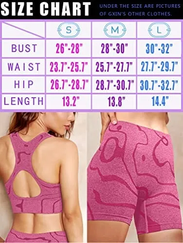 GXIN Women's Workout 2 Piece Outfits High Waist Running Shorts Seamless Gym Yoga Sports Bra Rosered