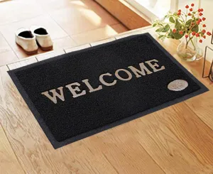 Heart Home Rubber Anti Slip Welcome Rectangular Door Mat for Home Entrance, Office, Shop (Grey)-Hheart15374, 57.0 Centimeters