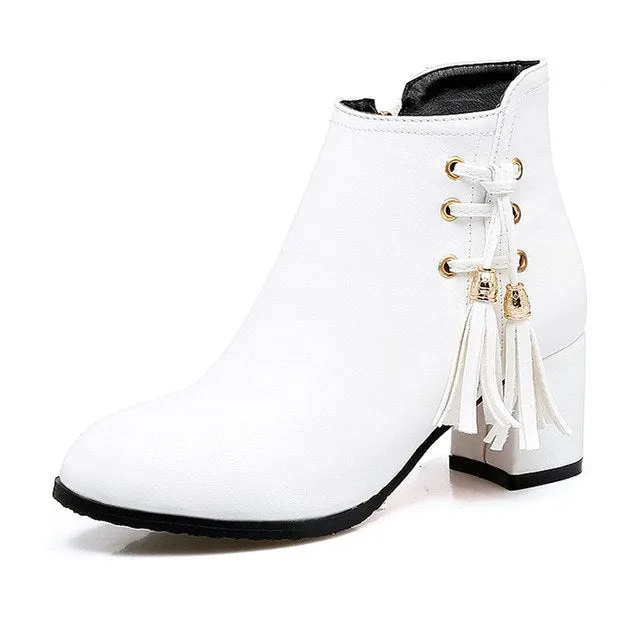 Heels Winter Zip Up Hot Ankle Boots