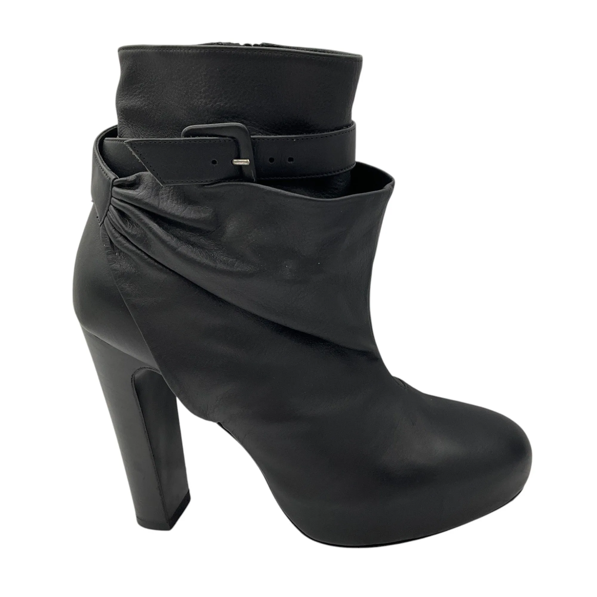 Hermes Black Leather Wrap Ankle Boots