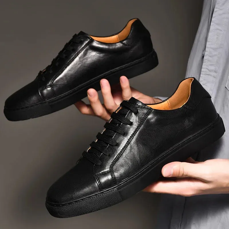 Hnzxzm Genuine Leather Casual Men Shoes lace up oxfords Brand White Shoes fashion men Sneakers New Arrival  black men shoes