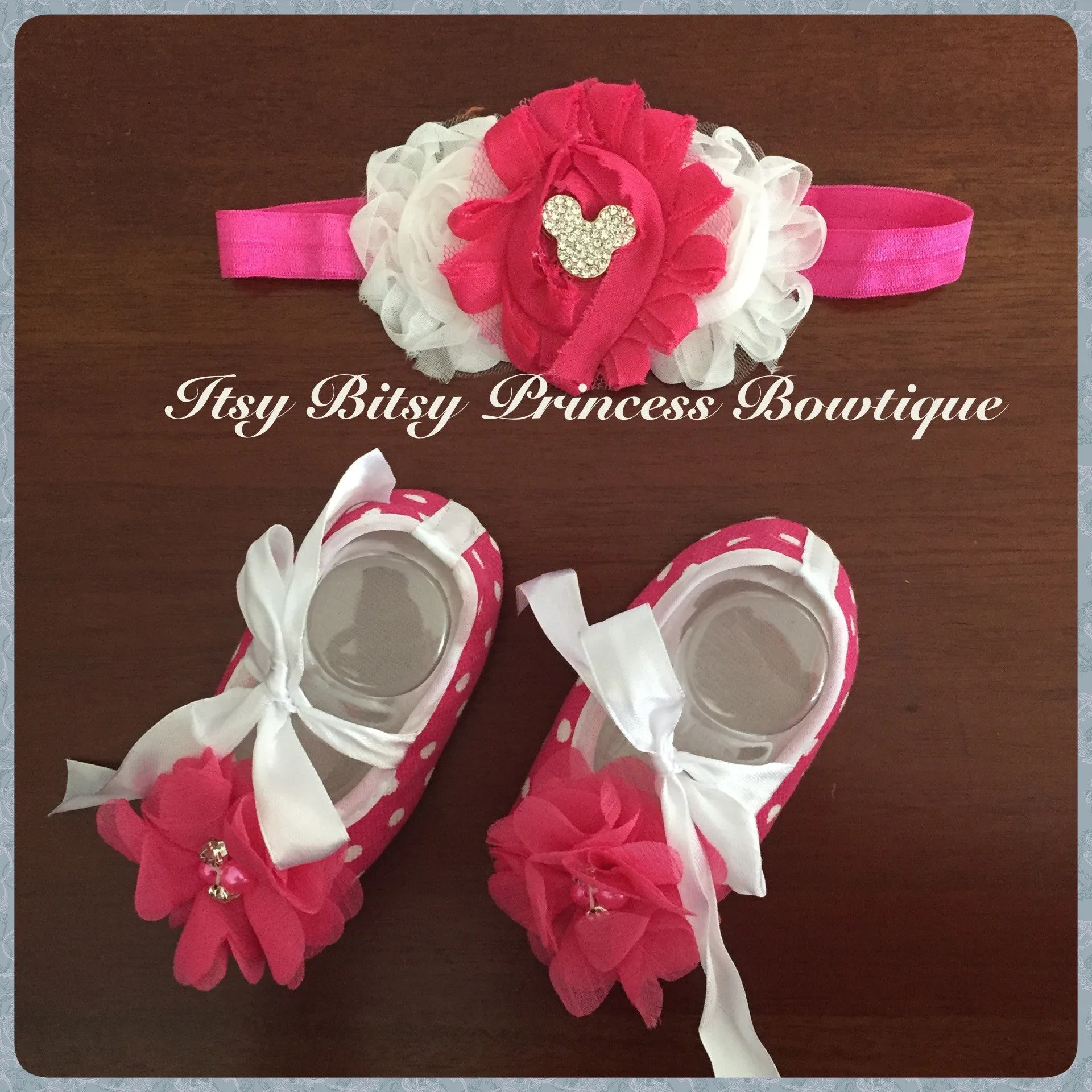 Hot pink Minnie Shoes and headband