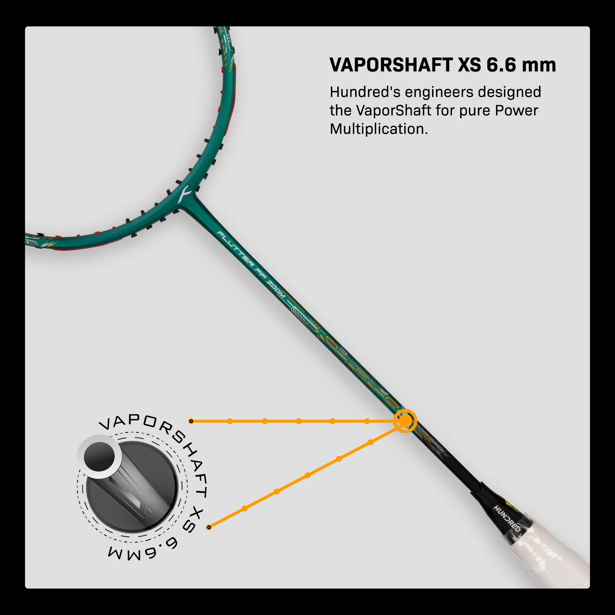 Hundred FLUTTER FF ZOOM Strung Badminton Racquet (Green / Black)