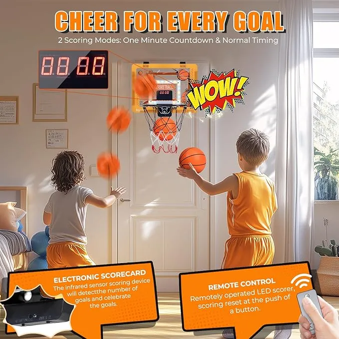 Indoor Basketball Hoop for Kids, Anti-Impact LED Lighting Hoop