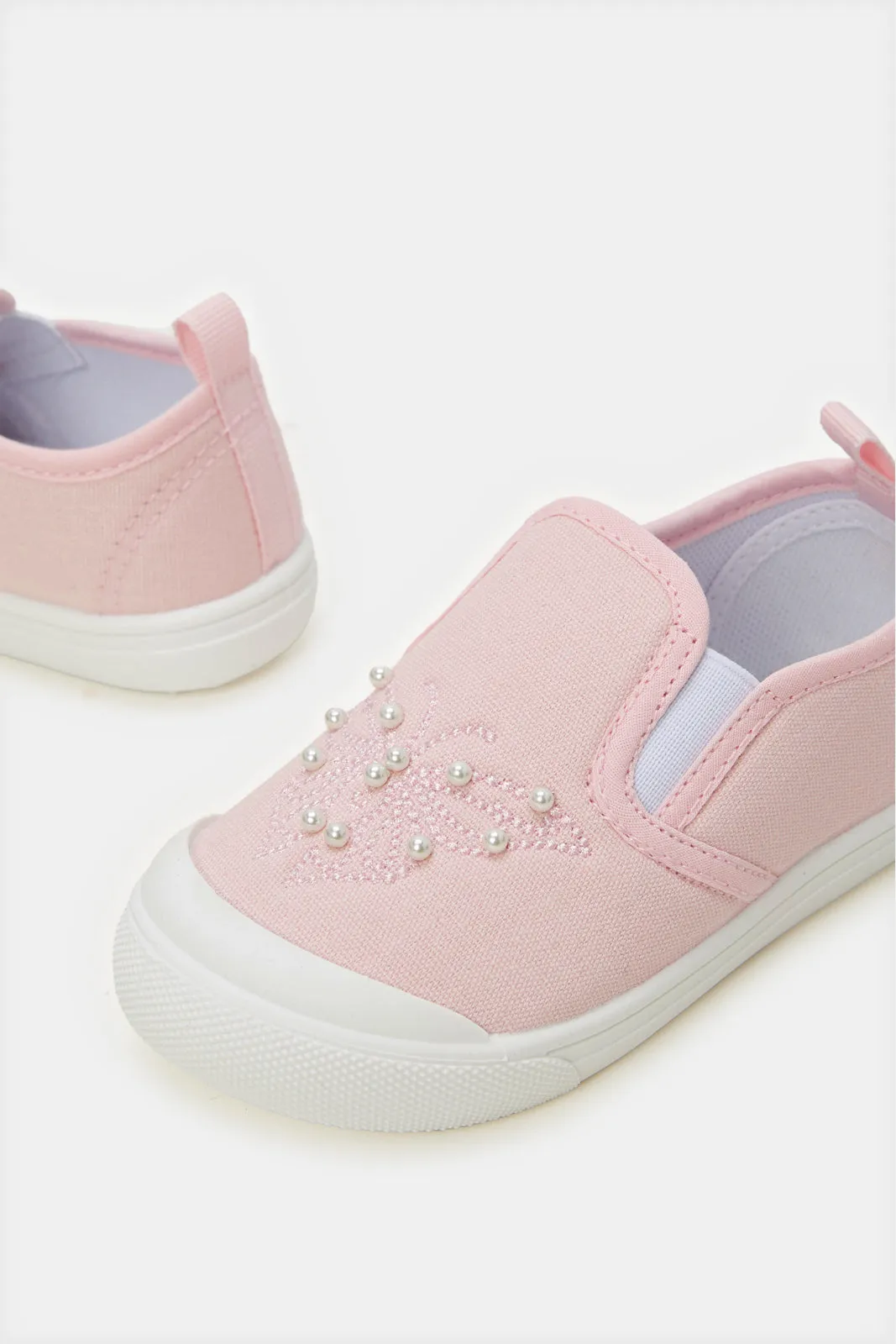 Infant Girls Pink Pearl Slip-On Pump