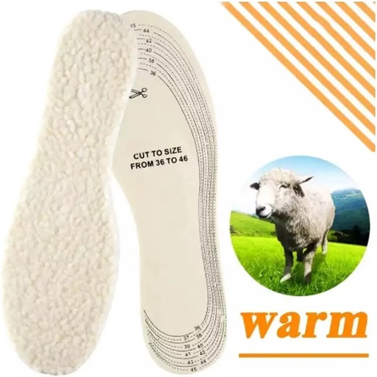 Insoles Health Thermal Adjustable Wool Insoles ( Men's M - Ladies L)