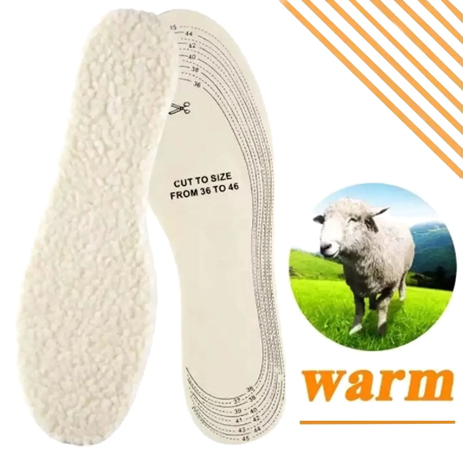 Insoles Health Thermal Adjustable Wool Insoles ( Men's M - Ladies L)