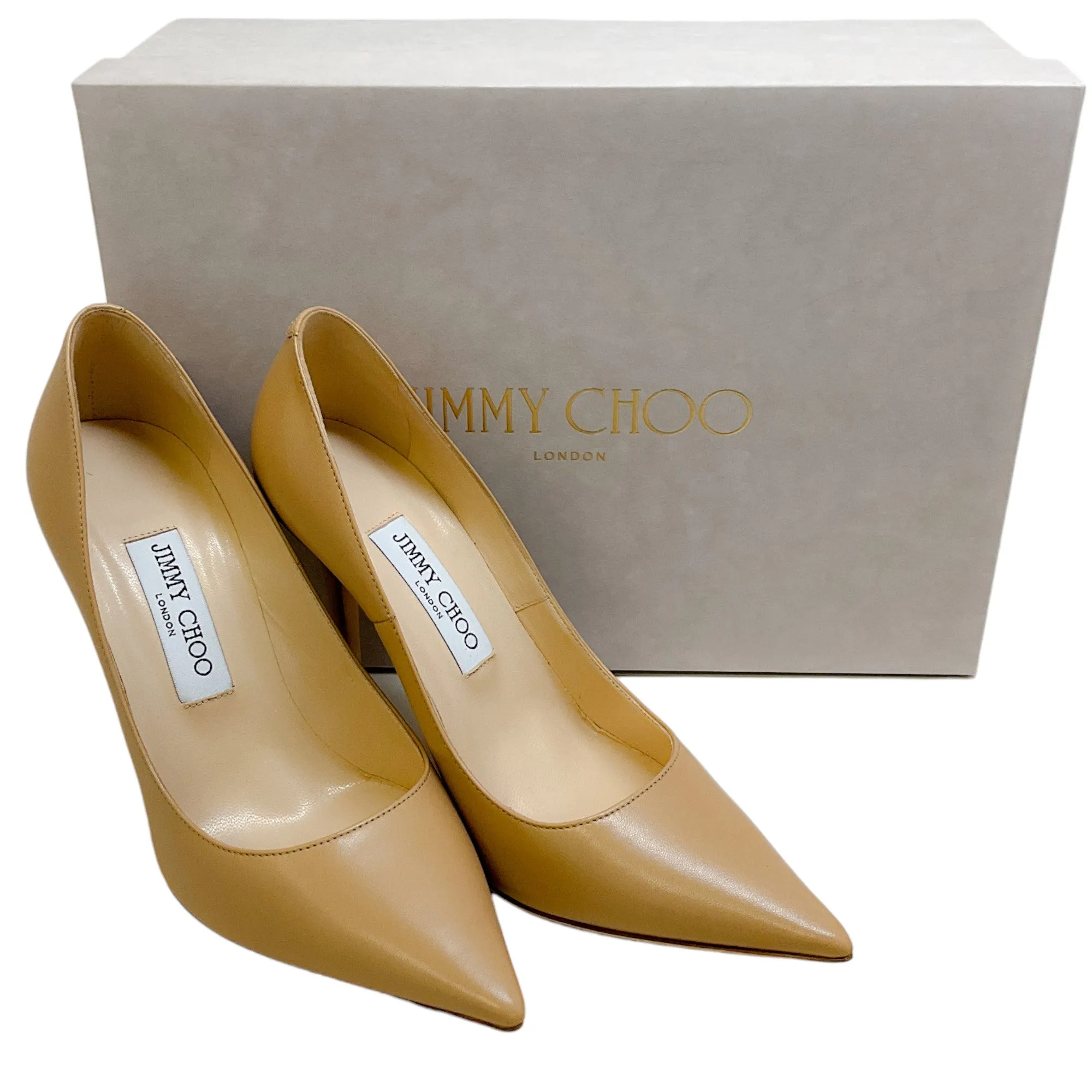 Jimmy Choo Nude Leather Abel Pumps