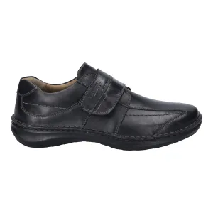 Josef Seibel New Anvers 02 Mens Wide Black Leather Arch Support Touch Fastening Shoes