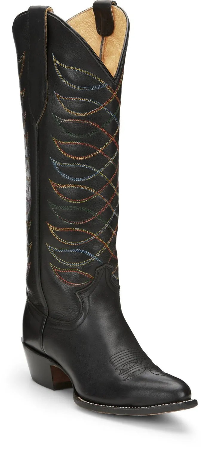 Justin 15in Womens Midnight Black Whitley Leather Cowboy Boots