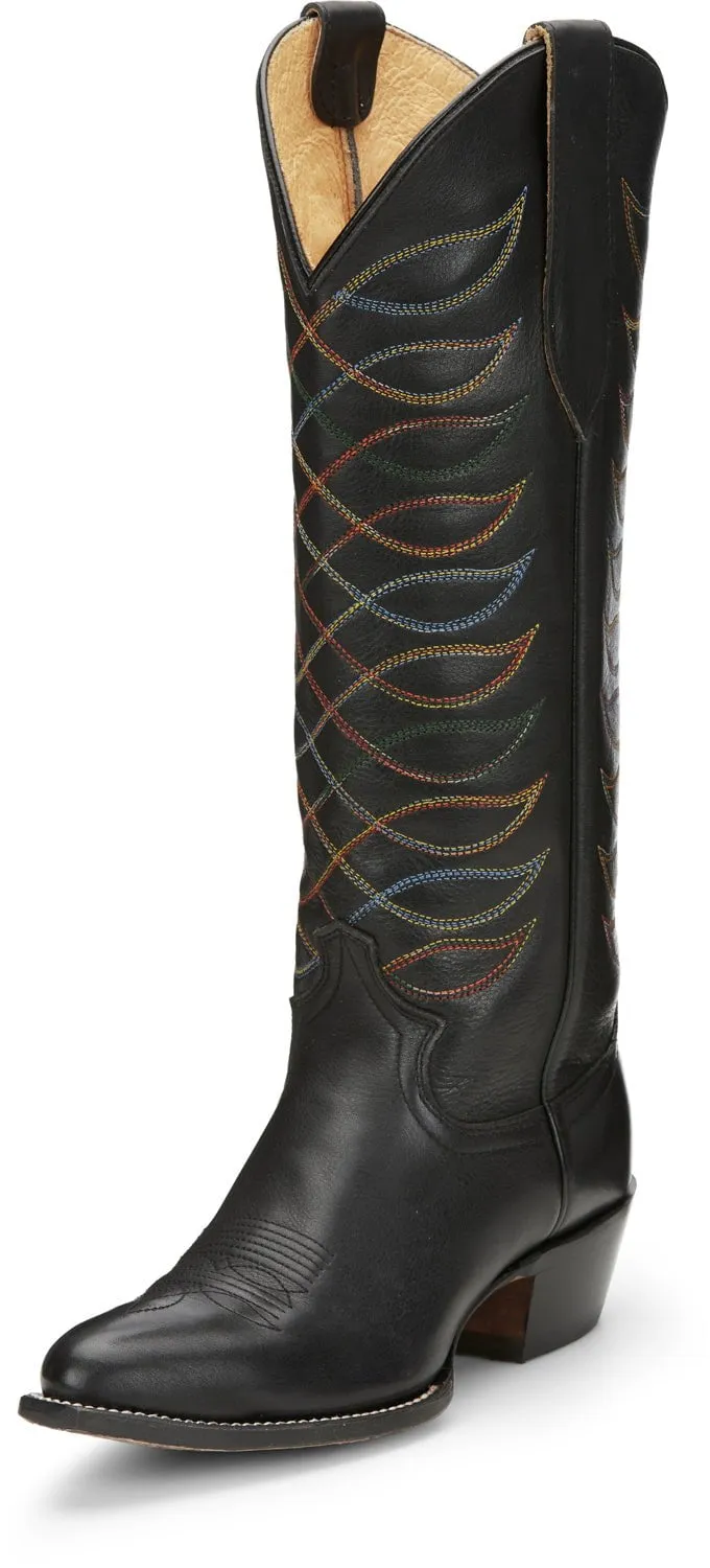 Justin 15in Womens Midnight Black Whitley Leather Cowboy Boots