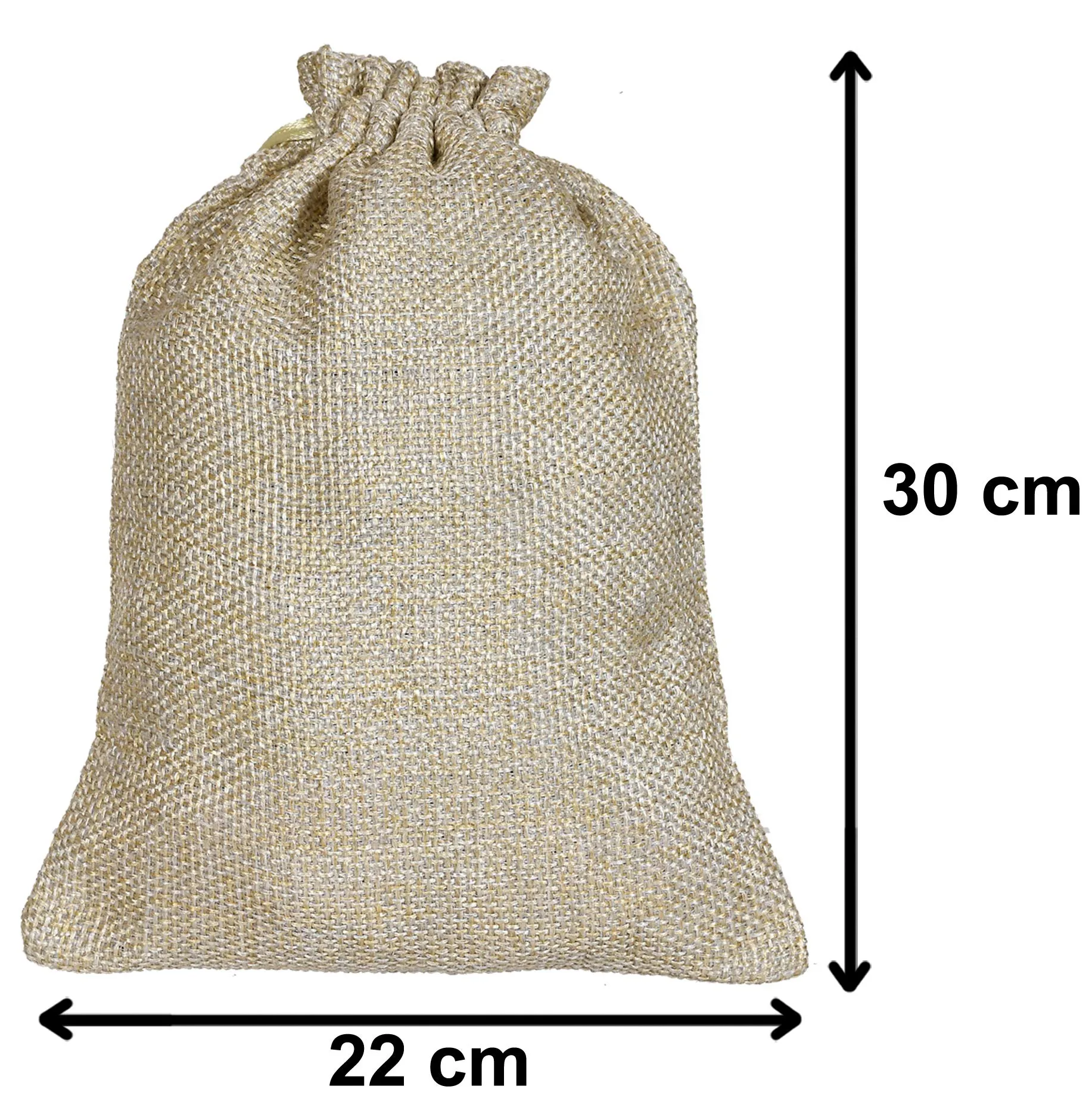 Kuber Industries Jute Large Size Potli Gift Bags Wedding Hessian Jute Large Size Bags Linen Jewelry Pouches with Drawstring for Birthday, Party, Wedding Favors-Pack of 2 (Gold)