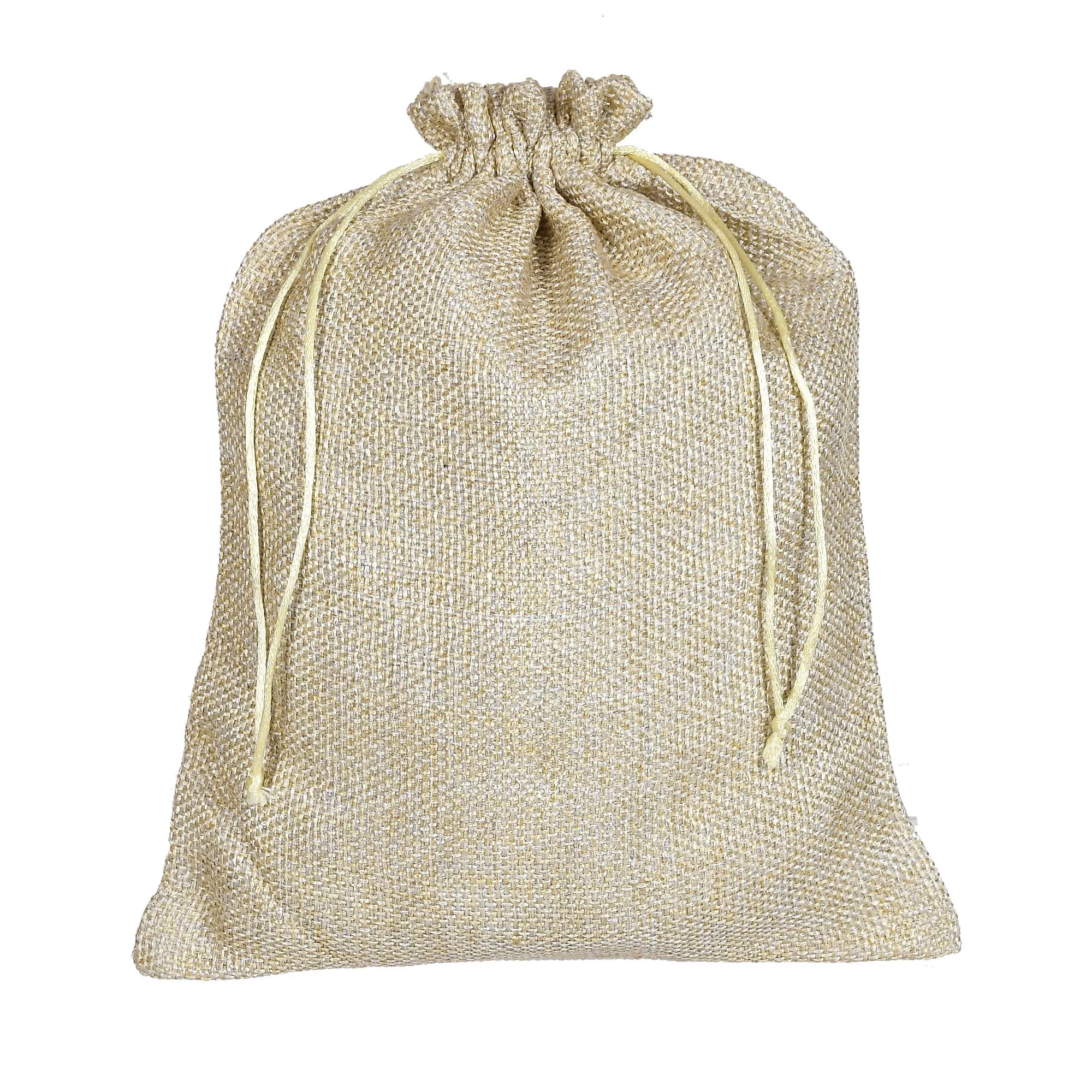 Kuber Industries Jute Large Size Potli Gift Bags Wedding Hessian Jute Large Size Bags Linen Jewelry Pouches with Drawstring for Birthday, Party, Wedding Favors-Pack of 2 (Gold)