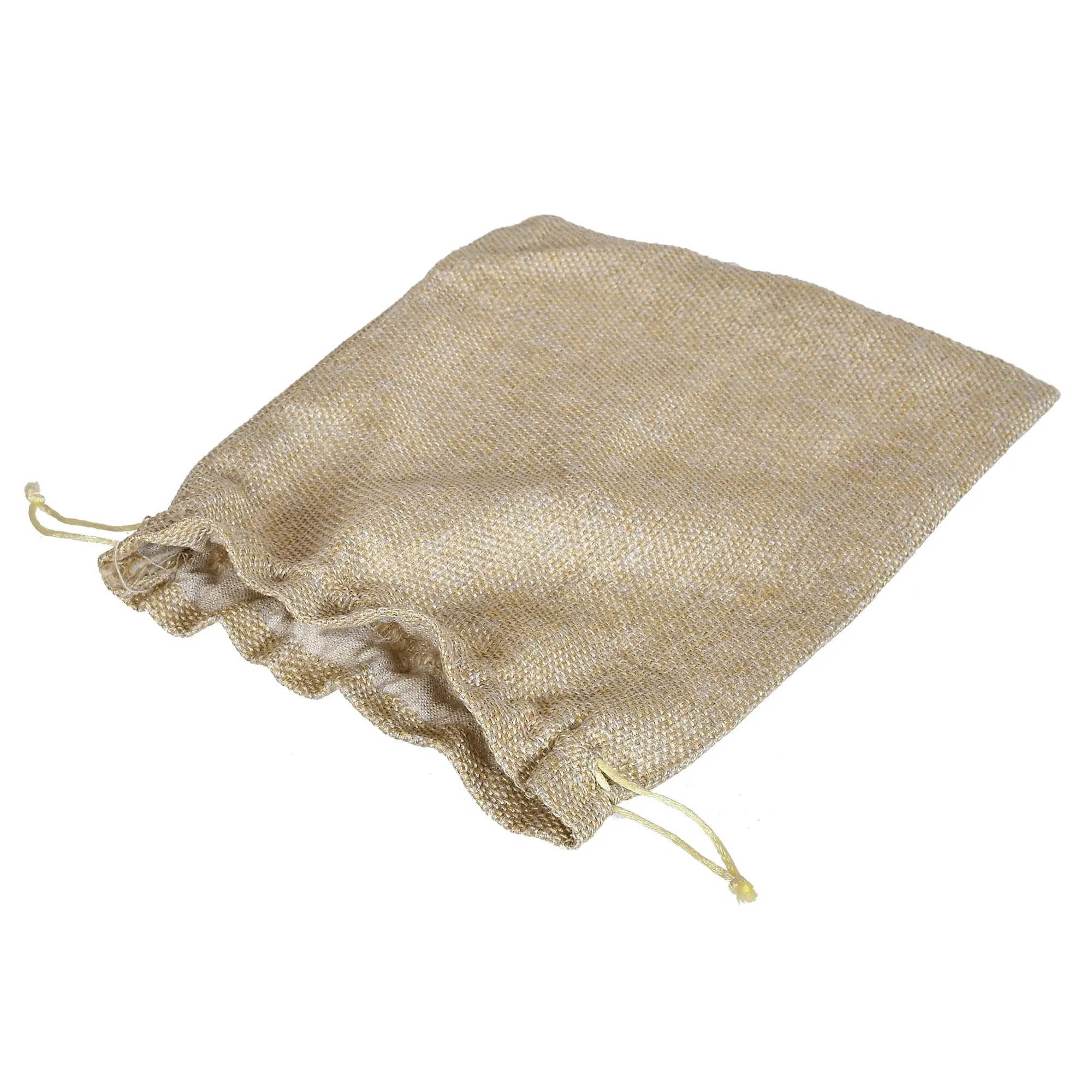 Kuber Industries Jute Medium Size Potli Gift Bags Wedding Hessian Jute Medium Size Bags Linen Jewelry Pouches with Drawstring for Birthday, Party, Wedding Favors-Pack of 3 (Gold) (HS_36_LUGGAGE019522)