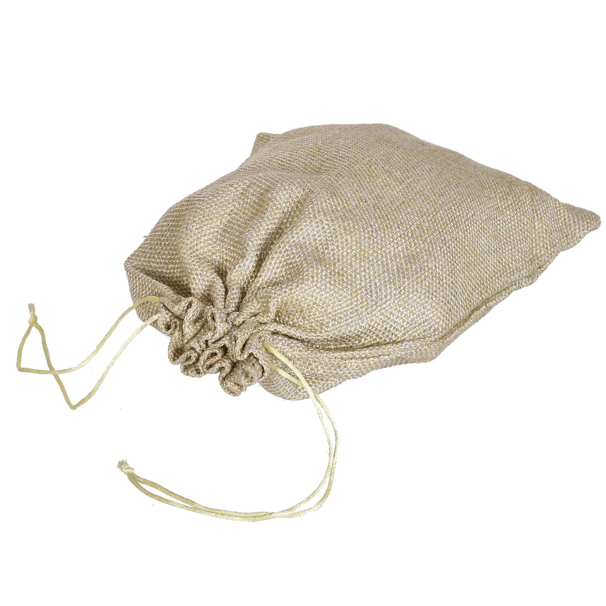 Kuber Industries Jute Medium Size Potli Gift Bags Wedding Hessian Jute Medium Size Bags Linen Jewelry Pouches with Drawstring for Birthday, Party, Wedding Favors-Pack of 3 (Gold) (HS_36_LUGGAGE019522)