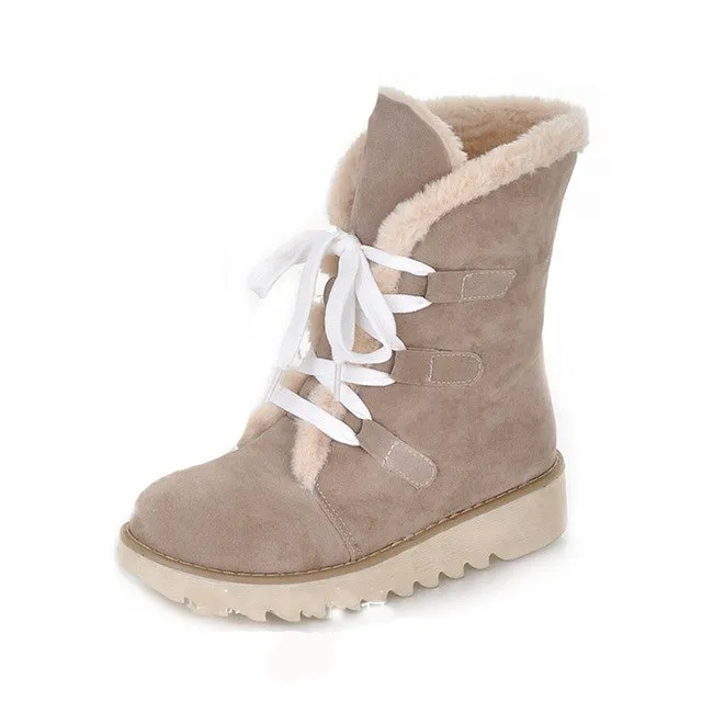 lace up Add Warm Fur snow Boots