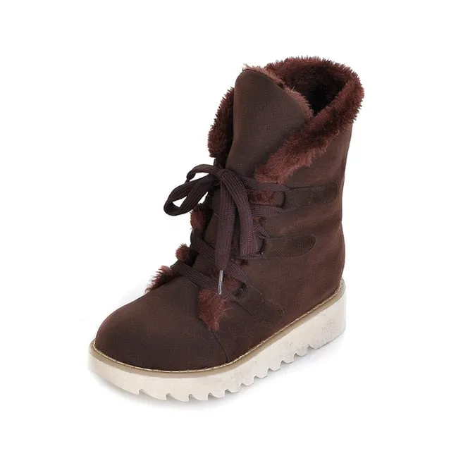 lace up Add Warm Fur snow Boots