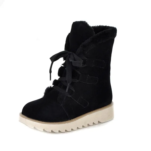 lace up Add Warm Fur snow Boots