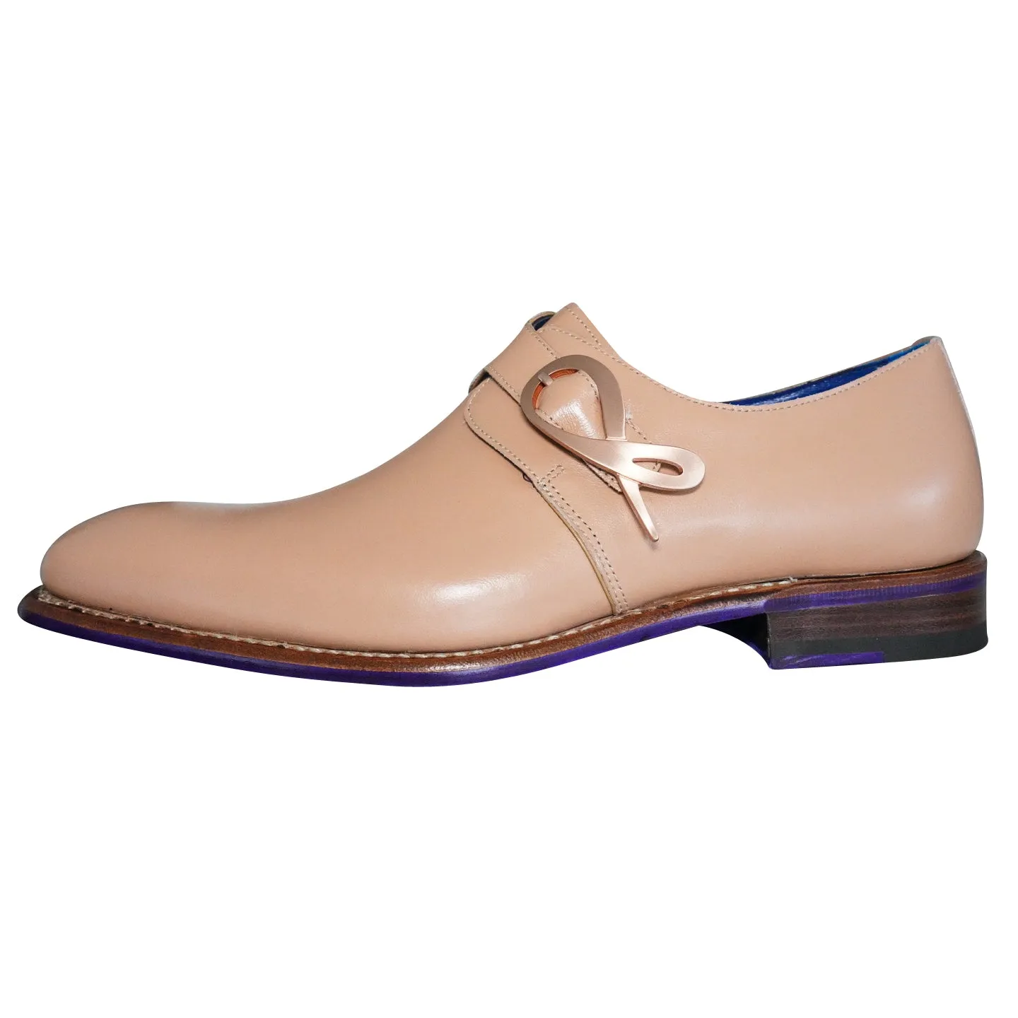 Latte With Rose Gold Hardware Monk Strap