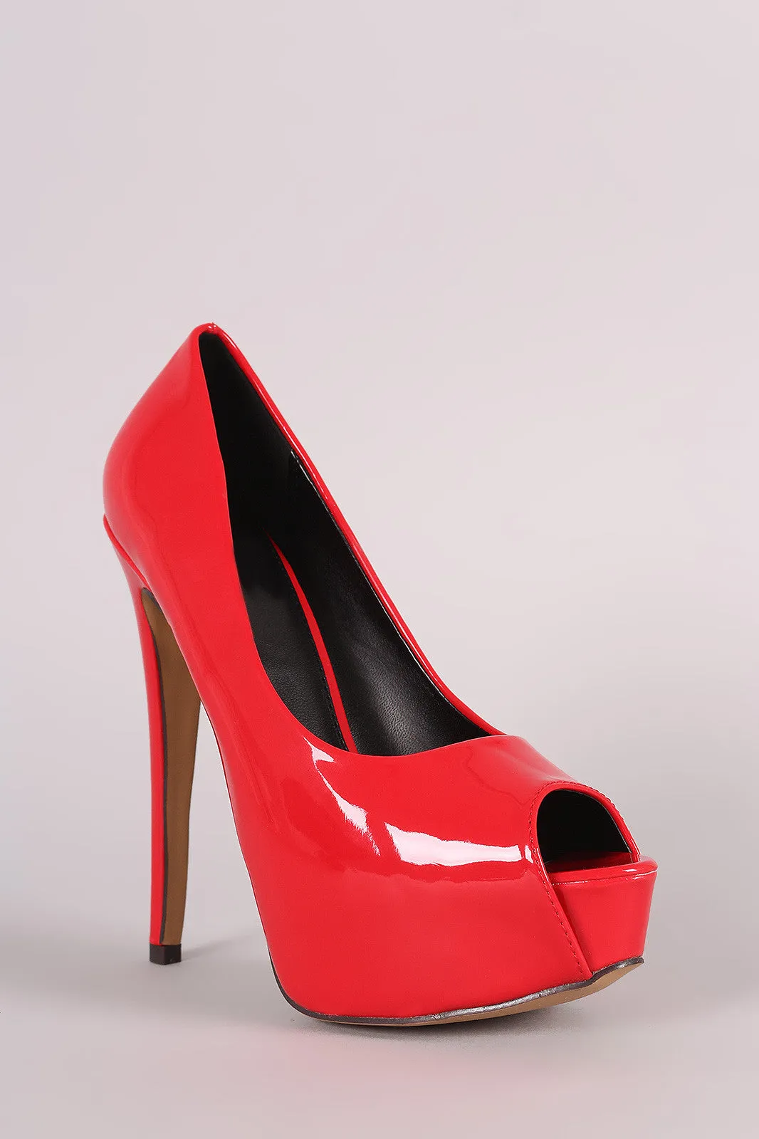 Liliana Peep Toe Patent Stiletto Platform Pump