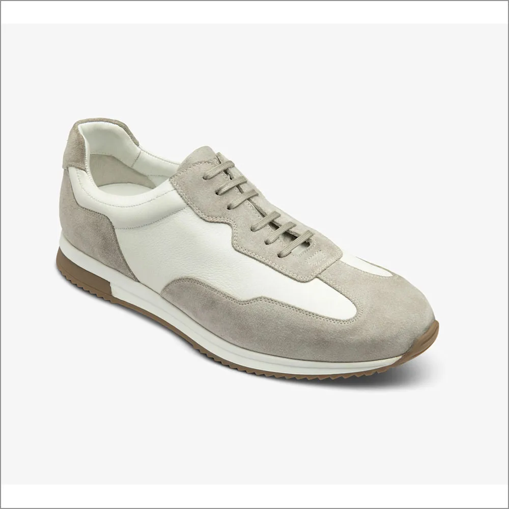 Loake Linford White and Grey Suede Trainer--