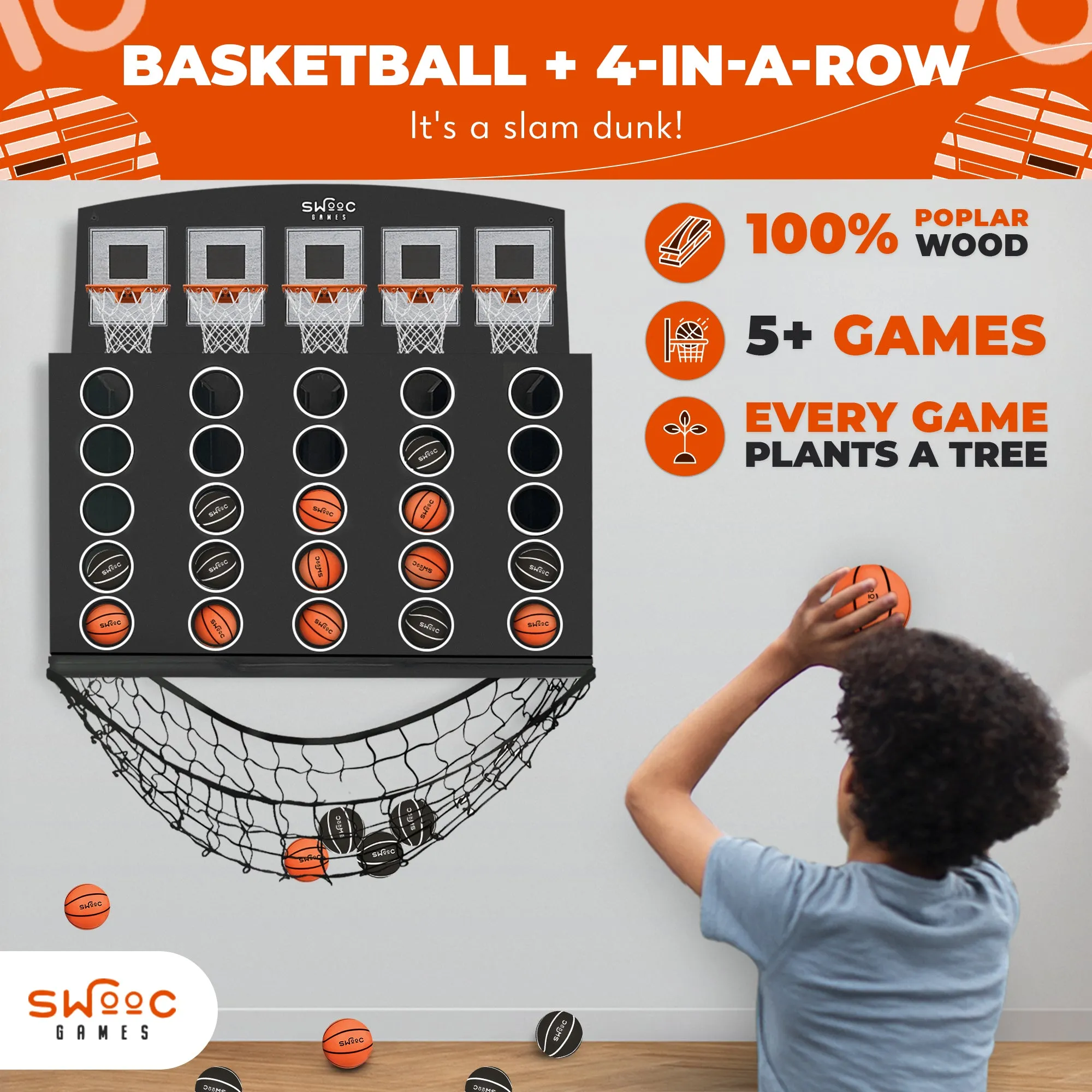 Low Post Line-Up | Wall Mounted Basketball 4 In A Row