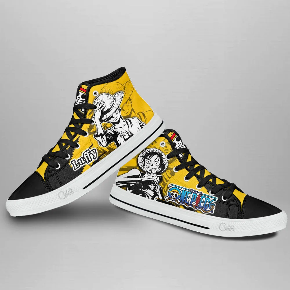 Luffy High Top Shoes OP Custom Anime Sneakers Mix Manga