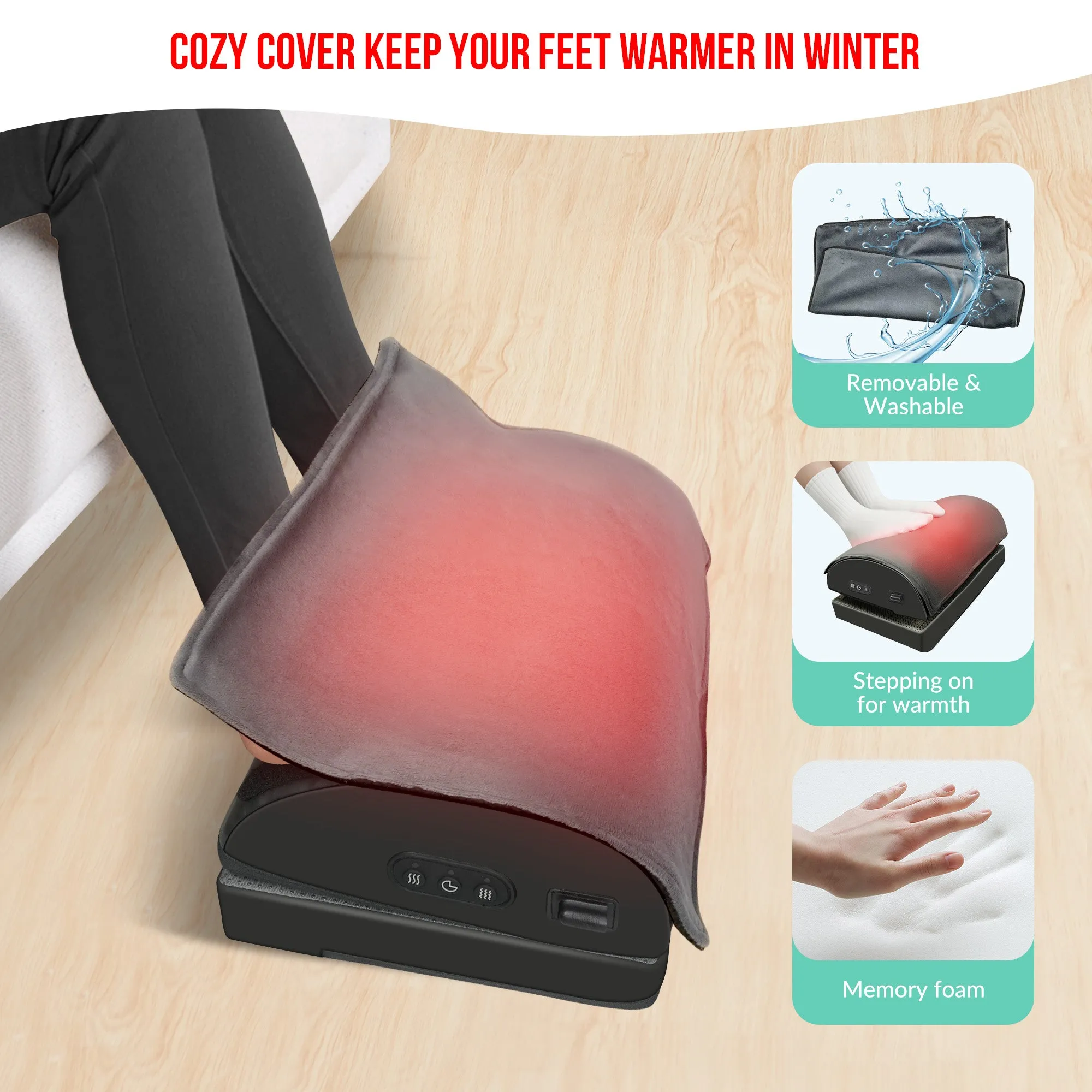 Memory Foam Vibration Foot Massager with Heat Under Desk - 535