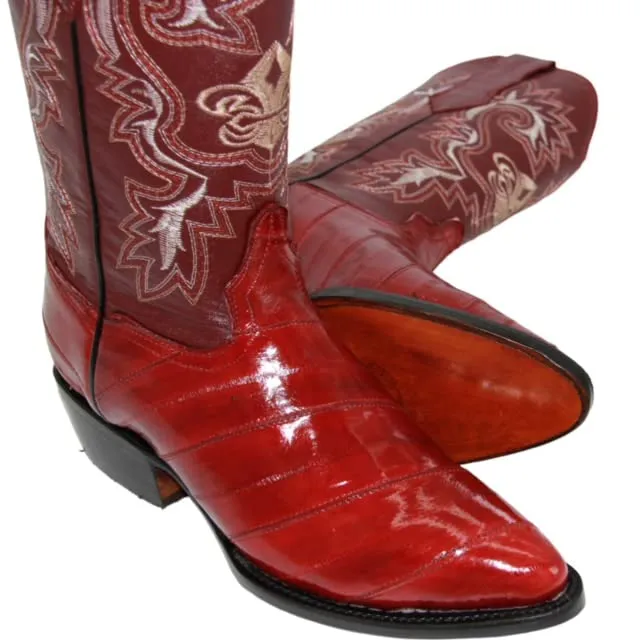 Men's Genuine EEL Skin J Toe Leather Cowboy Boots