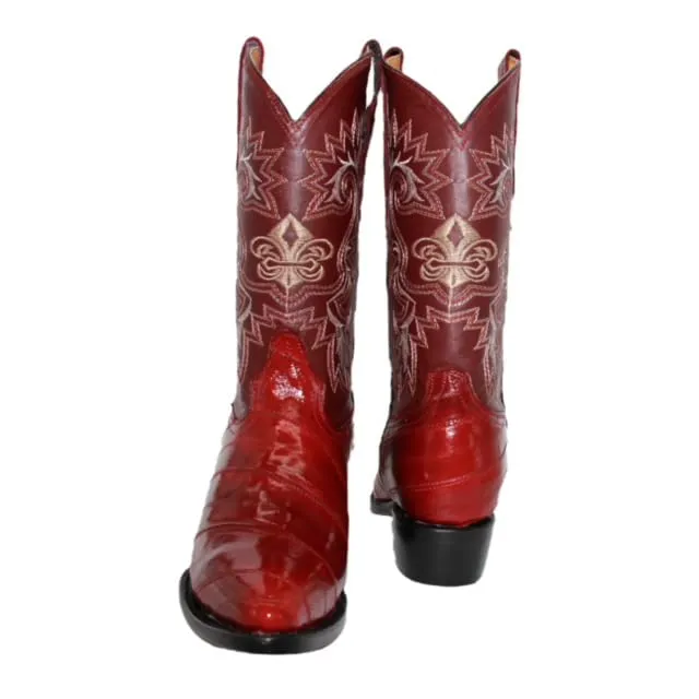 Men's Genuine EEL Skin J Toe Leather Cowboy Boots