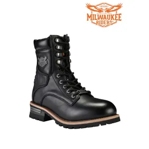 Men's Leather Motorcycle Boots Zipper And Lace-Up By Milwaukee Riders®