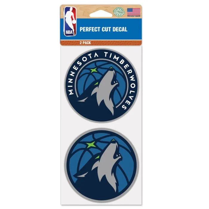 Minnesota Timberwolves 2-pack 4" x 4" Perfect Cut Color Decals