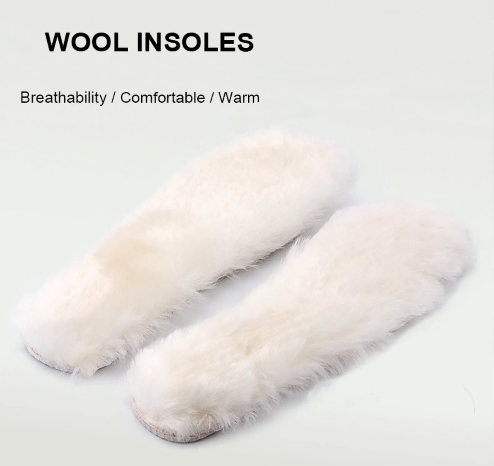 Natural Wool Insoles-100% Real Sheepskin  (Women Size: 7.5)