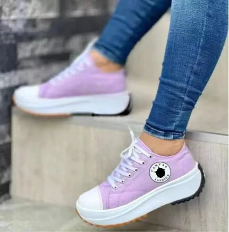 New Ladies Sneakers Comfortable Breathable Canvas Shoes Fashion