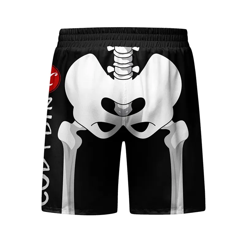 New Skull Rashguard Jiu Jitsu T-shirt Pants MMA Shorts 4Pcs/Set Brazilian Grappling Bjj Boxing Jerseys Rash Guard Sport Clothing