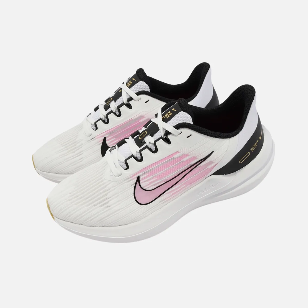 Nike Air Winflo 9 Womens Running shoes-White/Pink/Spell Black/Wheat Gold