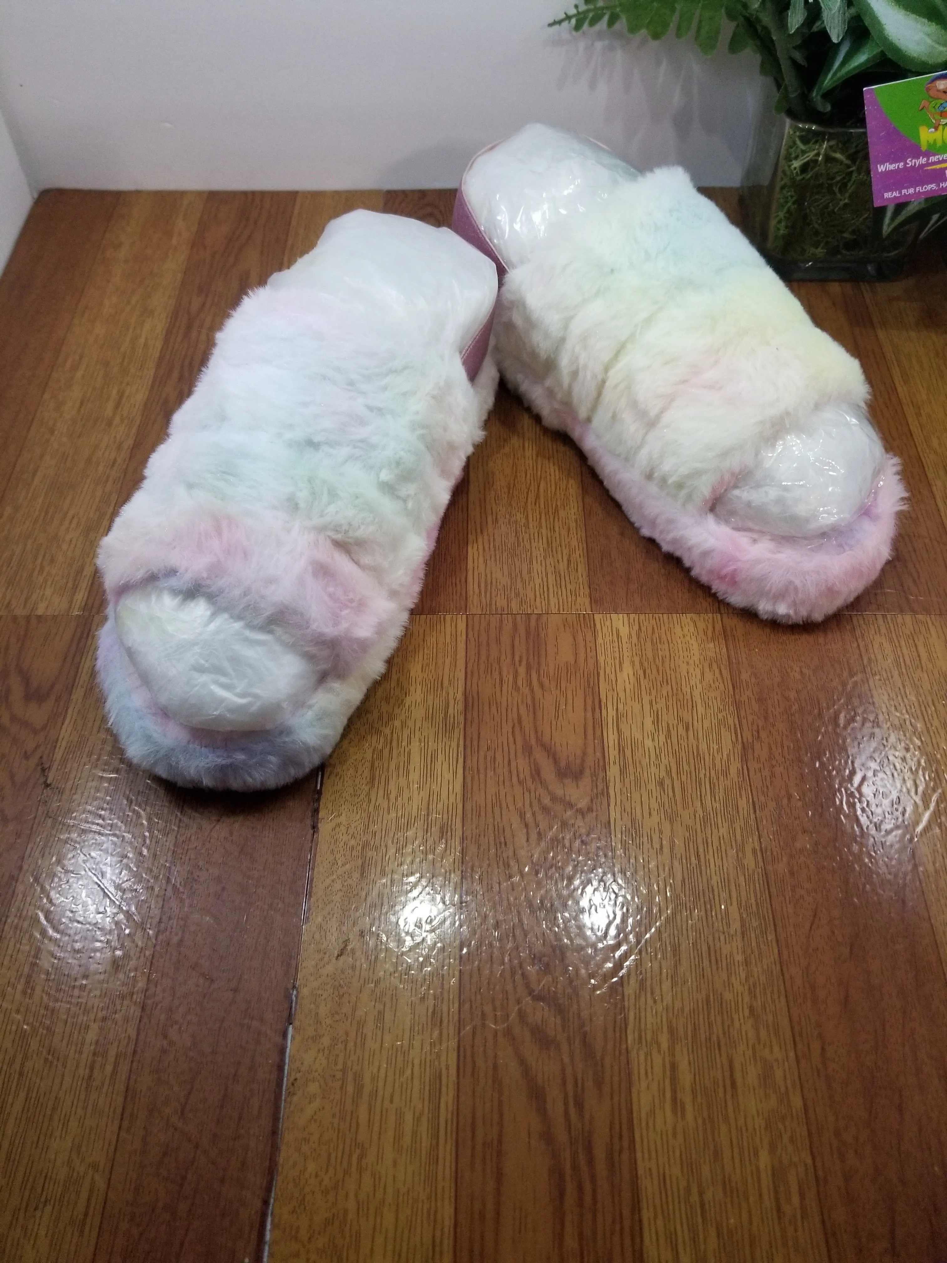 “Pastel Splash” Furry Sandal