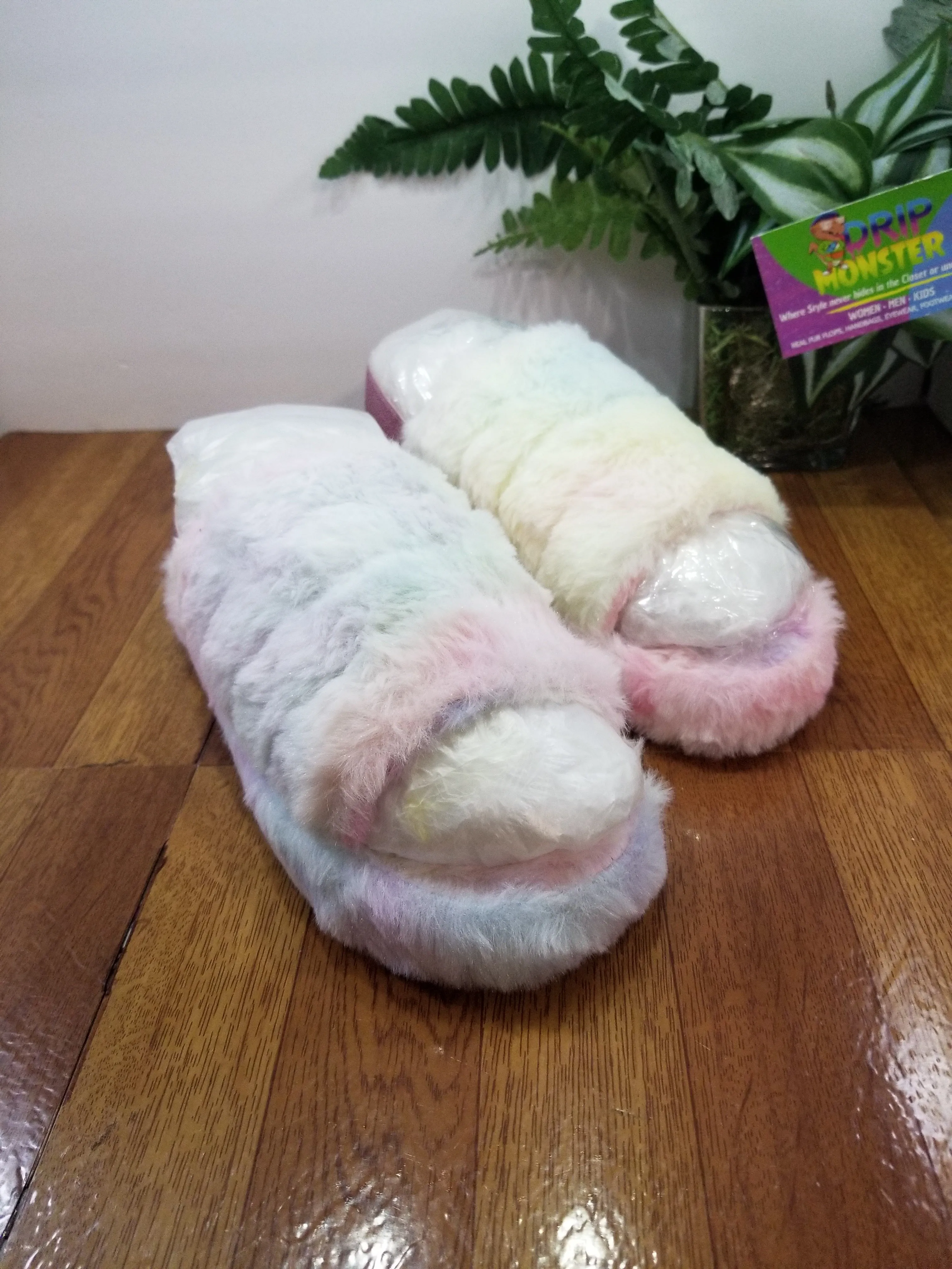 “Pastel Splash” Furry Sandal